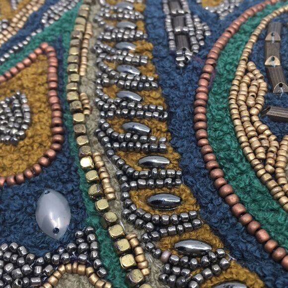 NWT Beaded Boho Paisley Embellished Clutch Pouch - Picture 14 of 15